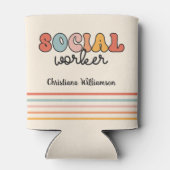 パーソナライズされたレトロ社会福祉士 缶クーラー (裏面)