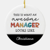 パーソナライズされたレトロ素晴らしマネージャおもしろい セラミックオーナメント (裏面)