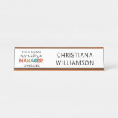 パーソナライズされたレトロ素晴らしマネージャおもしろい デスクネームプレート (正面)