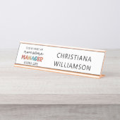 パーソナライズされたレトロ素晴らしマネージャおもしろい デスクネームプレート (正面)