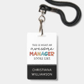 パーソナライズされたレトロ素晴らしマネージャおもしろい バッジ (ストラップ付き表面)