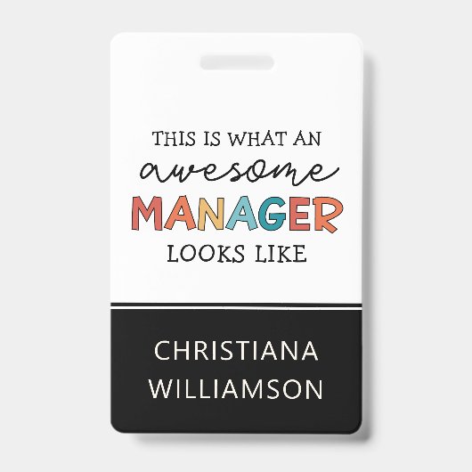 パーソナライズされたレトロ素晴らしマネージャおもしろい バッジ (表面)