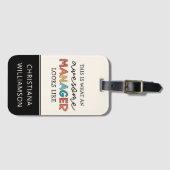 パーソナライズされたレトロ素晴らしマネージャおもしろい ラゲッジタグ (正面横)