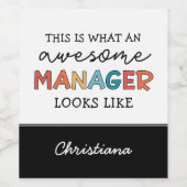 パーソナライズされたレトロ素晴らしマネージャおもしろい ワインラベル (シングルラベル)