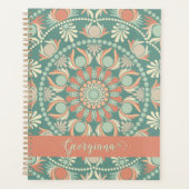 パーソナライズされたレトロ華美セージ&サンドマンダラ プランナー手帳 (正面)