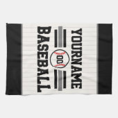 パーソナライズされたレトロ野球選手NAMEチーム キッチンタオル (横)