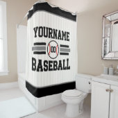 パーソナライズされたレトロ野球選手NAMEチーム シャワーカーテン (インサイチュ)