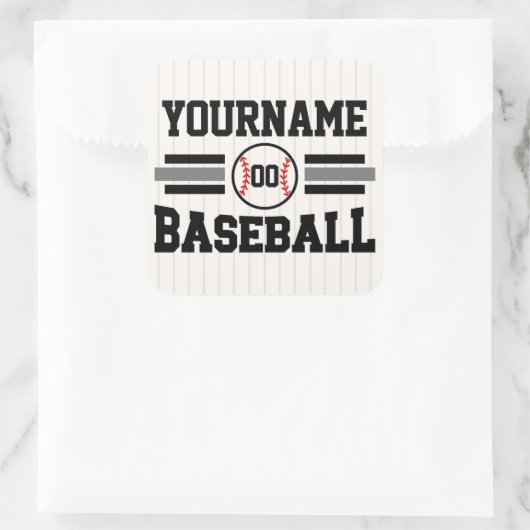 パーソナライズされたレトロ野球選手NAMEチーム スクエアシール (バッグ)