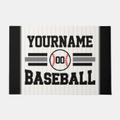 パーソナライズされたレトロ野球選手NAMEチーム ドアマット (正面)