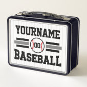 パーソナライズされたレトロ野球選手NAMEチーム メタルランチボックス (裏面)