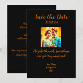 パーソナライズされたレトロ風の結婚式「Save the Date」カード セーブザデート (正面/裏面)
