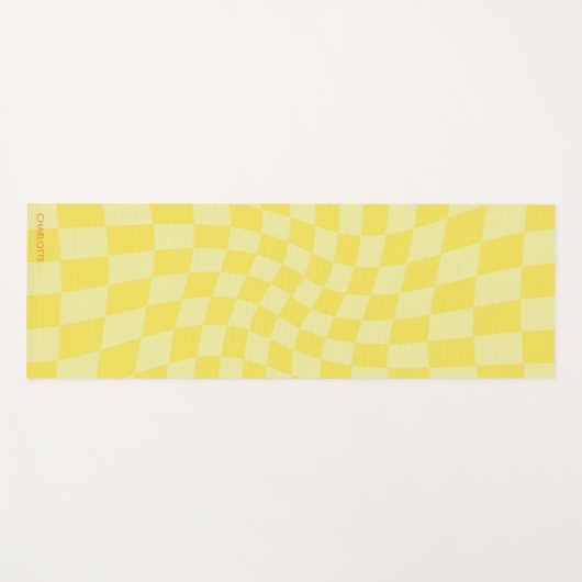 パーソナライズされたレトロ黄市松模様に波 ヨガマット (正面(横))
