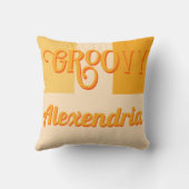 パーソナライズされたレトロ黄 クッション (裏面)