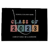 パーソナライズされたレトロ2023年卒業かわいい ラージペーパーバッグ (裏面)