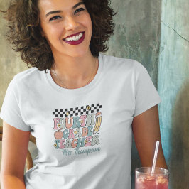 パーソナライズされたレトロ4級先生 Tシャツ