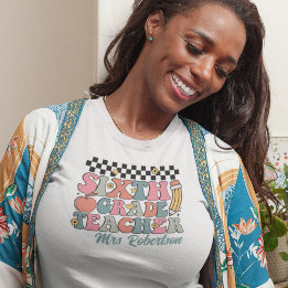 パーソナライズされたレトロ6級先生 Tシャツ