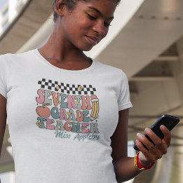 パーソナライズされたレトロ7級先生 Tシャツ