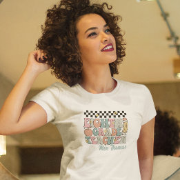 パーソナライズされたレトロ8級先生 Tシャツ