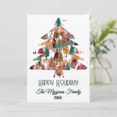 パーソナライズされたレトロ ミニマルな色の木 シーズンカード (スタンド正面)