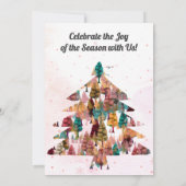 パーソナライズされたレトロ ミニマル カラーのツリー 招待状 (裏面)