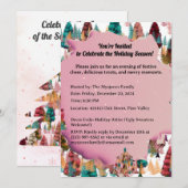 パーソナライズされたレトロ ミニマル カラーのツリー 招待状 (正面/裏面)