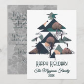 パーソナライズされたレトロ ミニマル ツリーとシェイプ シーズンカード (正面/裏面)