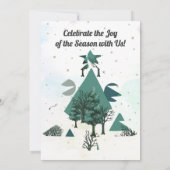 パーソナライズされたレトロ ミニマル ツリーとシェイプ 招待状 (裏面)