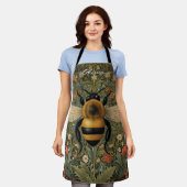 パーソナライズされたレトロ(昆虫)マルハナバチボホ植物学フローラ エプロン (着用した状態)