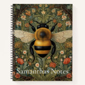 パーソナライズされたレトロ(昆虫)マルハナバチボホ植物学フローラ ノートブック (正面)