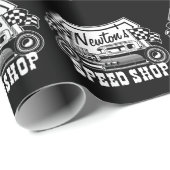 パーソナライズされたレーシングホットロッドスピードショップガレージ ラッピングペーパー (ロールコーナー)