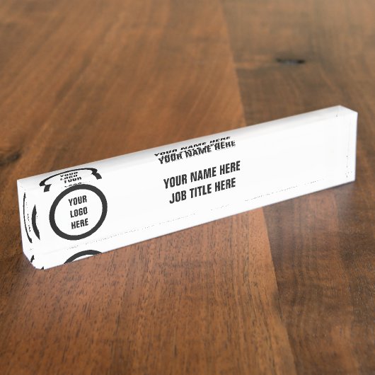 パーソナライズされたロゴのエレガント机用ネームプレート デスクネームプレート (側面)