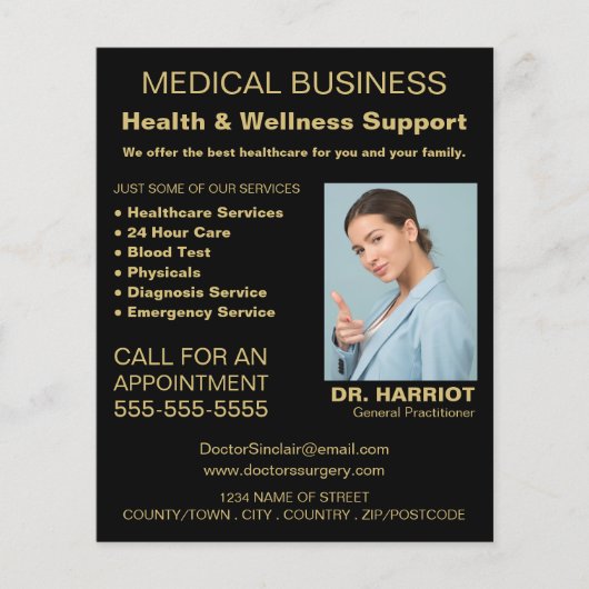 パーソナライズされたロゴ、一般開業医、ナース チラシ (正面)