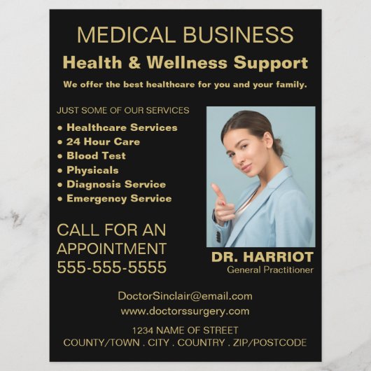 パーソナライズされたロゴ、一般開業医、ナース チラシ (正面)