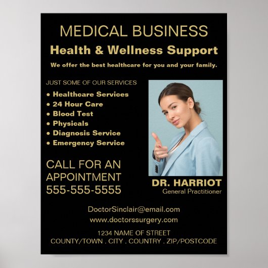 パーソナライズされたロゴ、一般開業医、ナース ポスター (正面)