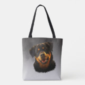 パーソナライズされたロットワイラードッグカラーアートポートレート トートバッグ (裏面)