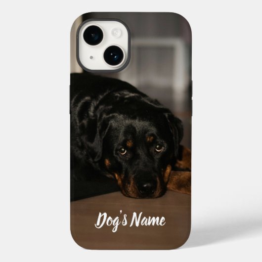パーソナライズされたロットワイラー犬の写真と名前 Case-Mate iPhoneケース (裏面)