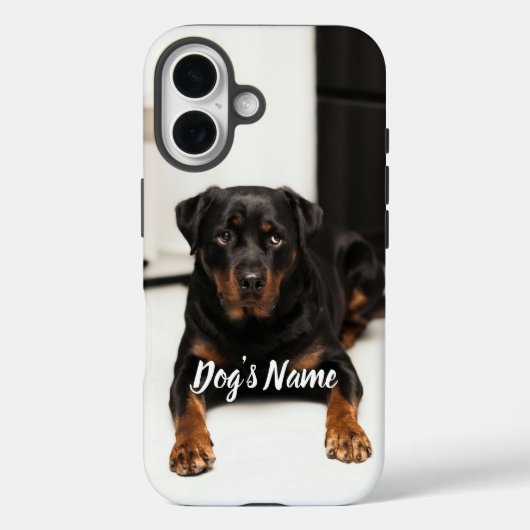 パーソナライズされたロットワイラー犬の写真と名前 Case-Mate iPhoneケース (裏面)