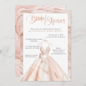 パーソナライズされたローズゴールドの水彩画 ブライダルシャワー 招待状 (正面/裏面)