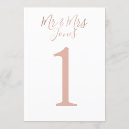 パーソナライズされたローズゴールドの結婚式テーブルナンバー 招待状