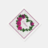 パーソナライズされたローズ ヴィネ ハート ナプキン スタンダードカクテルナプキン (角)