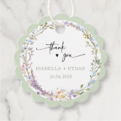 パーソナライズされたワイルドフラワーボヘミアウェディング フェイバータグ (正面)