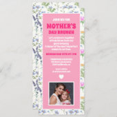 パーソナライズされたワイルドフラワー母の日ブランチ写真 招待状 (正面/裏面)