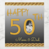 パーソナライズされたワインラベルHappy 50th Anniversary Pic ワインラベル (シングルラベル)