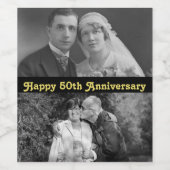 パーソナライズされたワインラベルHappy 50th Anniversary Pic ワインラベル (シングルラベル)