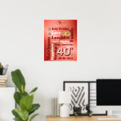 パーソナライズされたワードアー結婚ト40周年 ポスター (ホームオフィス)