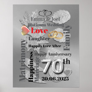 パーソナライズされたワードアー結婚ト70周年 ポスター