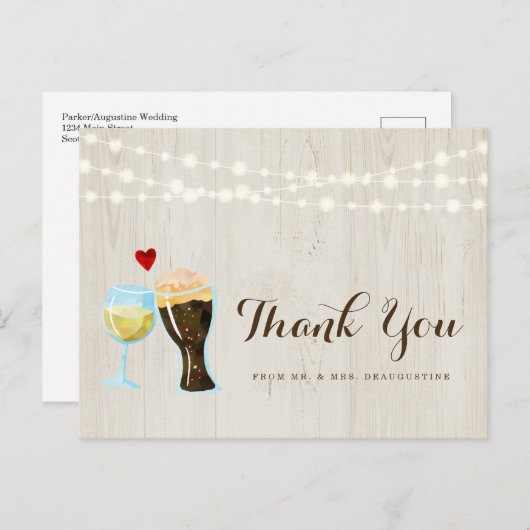 パーソナライズされたワ素朴イン&ビ結婚ールズ ポストカード (正面/裏面)