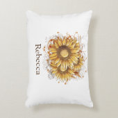 パーソナライズされたヴィンテージかわいらしひまわり アクセントクッション (正面(垂直))