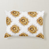 パーソナライズされたヴィンテージかわいらしひまわり アクセントクッション (裏面)