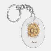 パーソナライズされたヴィンテージかわいらしひまわり キーホルダー (正面左)